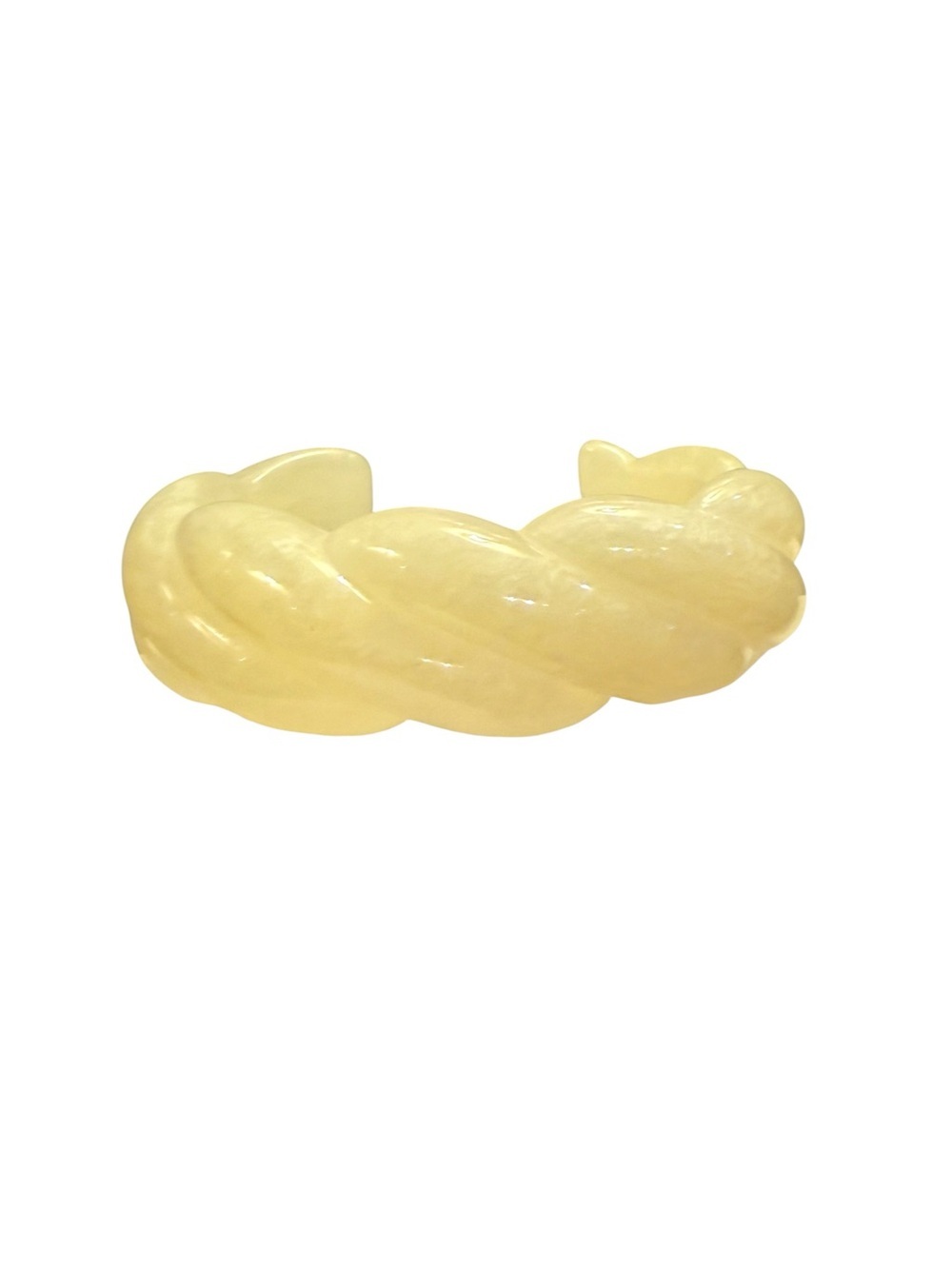 Vintage Ivory Pearlescent Twisted Resin Plastic 3/4” Wide Cuff Bracelet
